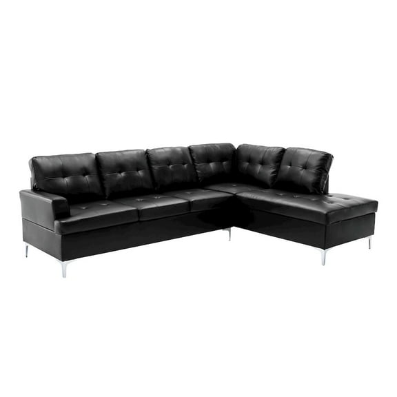 Lexicon Barrington Faux Leather Sectional Sofa in Black