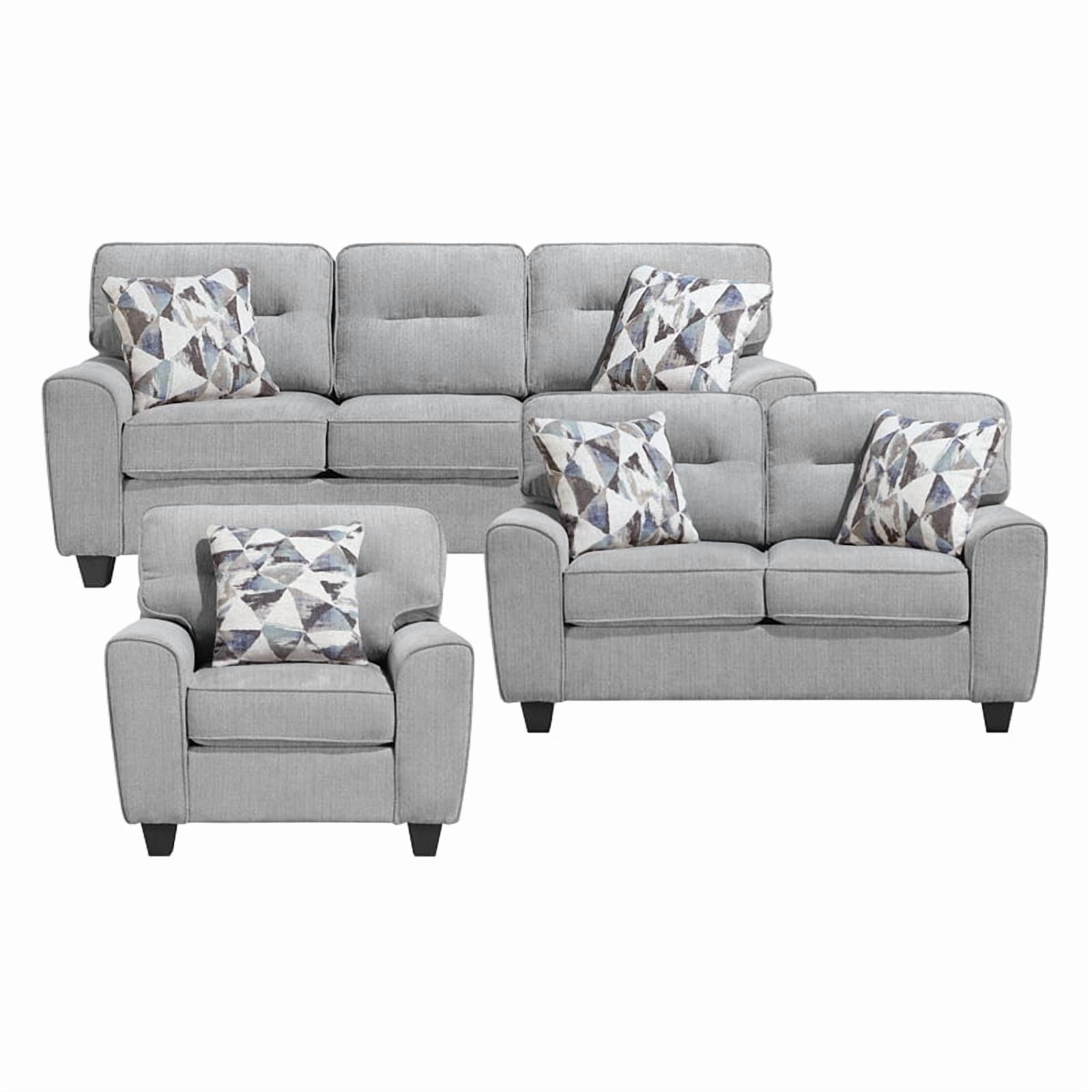 Lexicon Bennett Chenille 3pc Set-Sofa & Loveseat & Chair in Gray ...