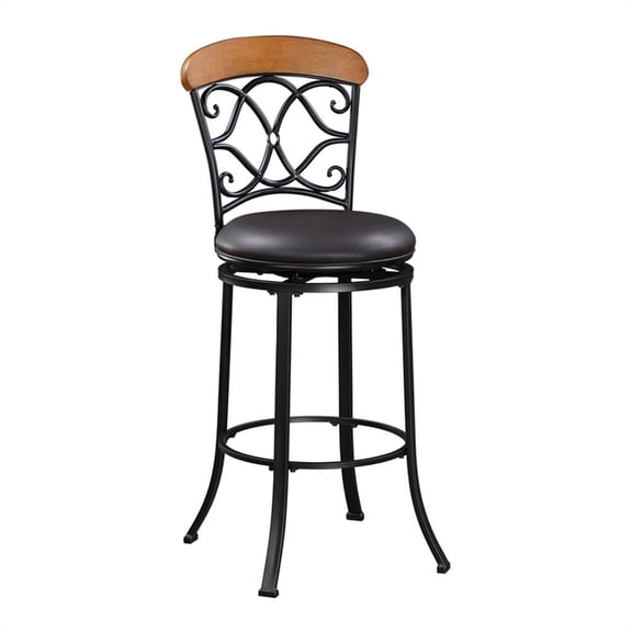 Lexicon Benson Faux Leather Swivel Pub Height Chair in Brown