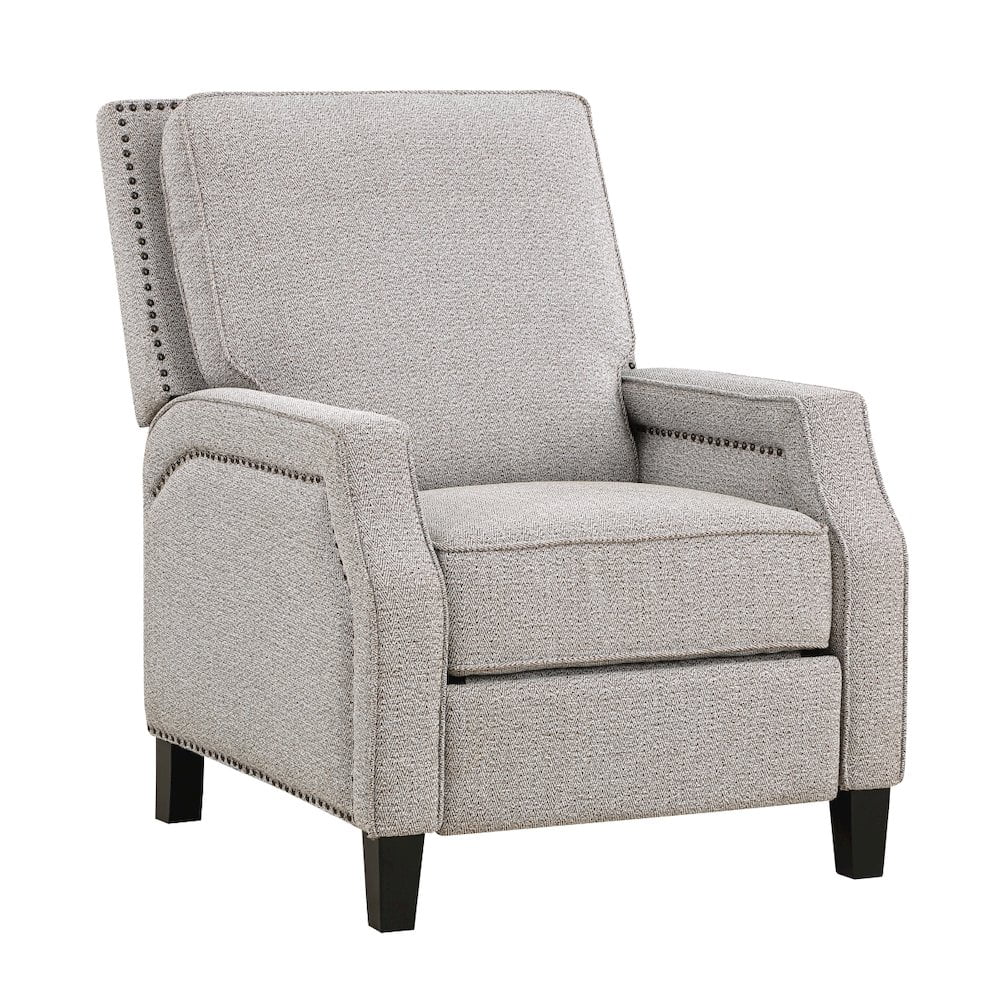 Large Gray Coconut Fabric Recliner with Tapered Legs