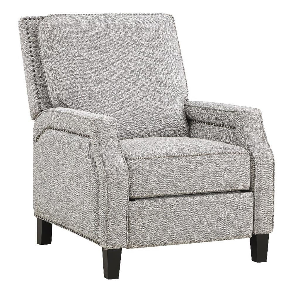 Large Gray Coconut Fabric Recliner with Tapered Legs