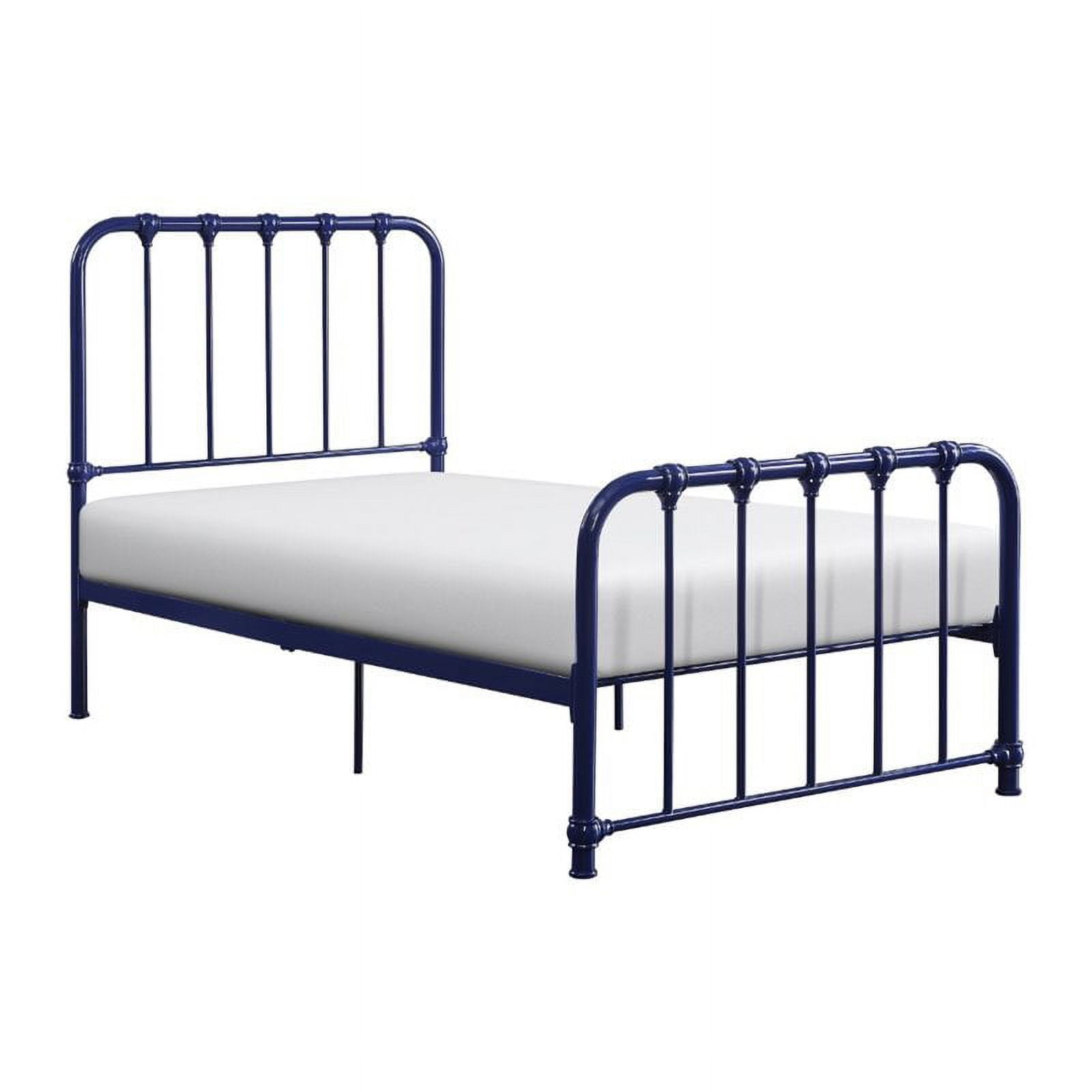 Bethany Twin Royal Blue Metal Platform Bed with Headboard