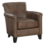 Lexicon Braintree 20.5" Traditional Plywood and Leather Accent Chair in Brown