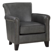 Lexicon Braintree 20.5" Traditional Plywood and Leather Accent Chair in Gray