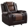 thumbnail image 1 of Lexicon Briscoe Faux Leather Glider Reclining Chair in 2-Tone Brown, 1 of 8