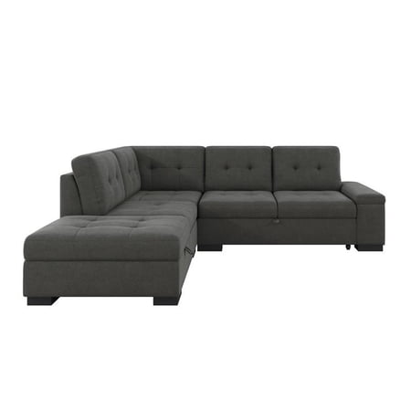 Lexicon Brooklyn Park Fabric 2 Piece Sectional Set w/ Left Chaise in Dark Gray
