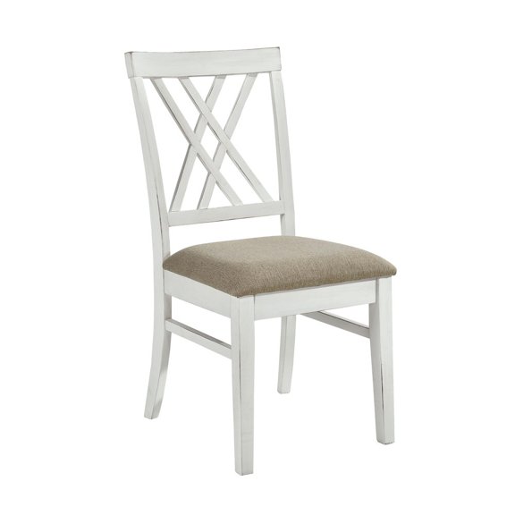 Lexicon Brunson Wood and Fabric Dining Room Chairs in White (Set of 2)
