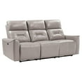 thumbnail image 1 of Lexicon Burwell 81.5" Faux Leather Power Double Reclining Sofa in Light Gray, 1 of 7