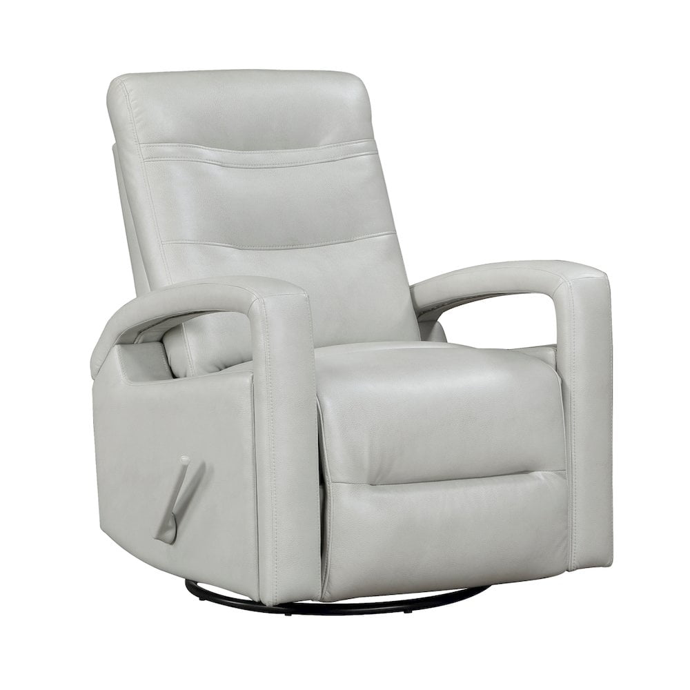 Gray Faux Leather Swivel Recliner with Tufted Back