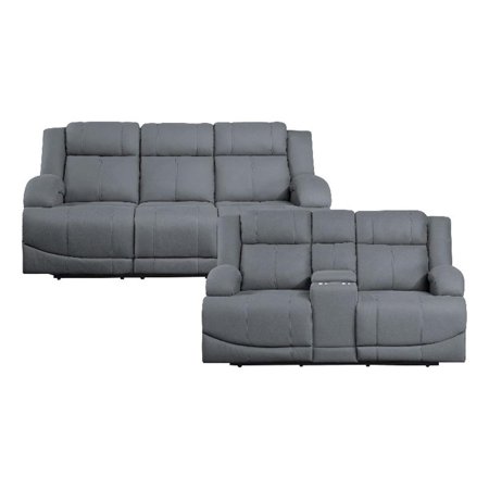 Lexicon Camryn Microfiber 2-Piece Upholstered Power Reclining Sofa Set in Blue