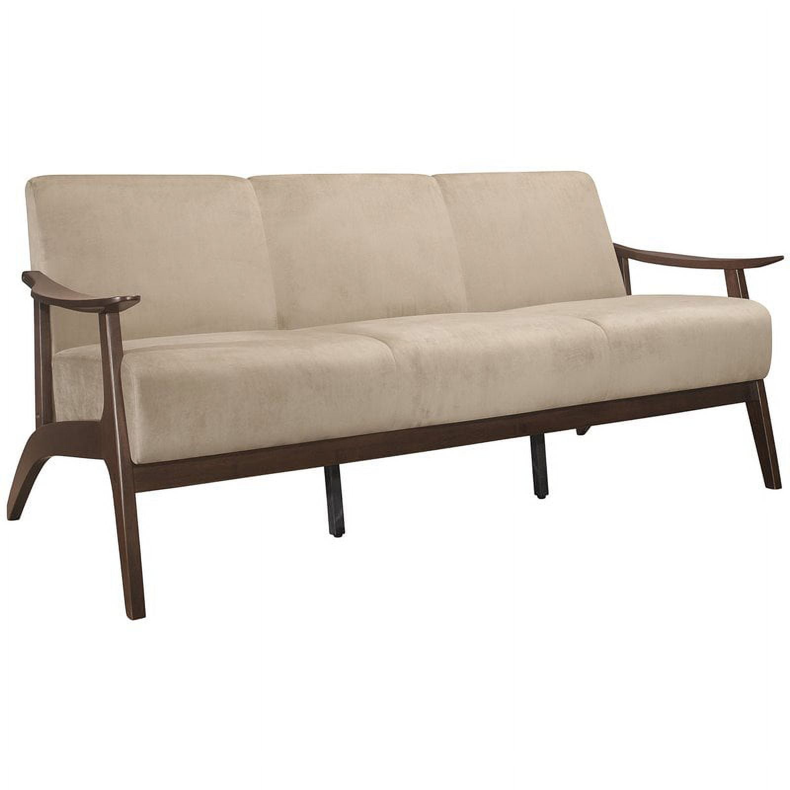 Lexicon Carlson Velvet Upholstered Sofa in Light Brown and Dark Walnut