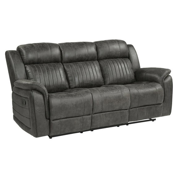 Lexicon Centeroak Microfiber Double Reclining Sofa in Gray