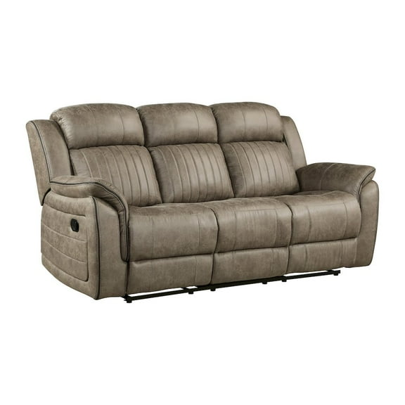 Lexicon Centeroak Modern Contemporary Microfiber Reclining Sofa in Sandy Brown