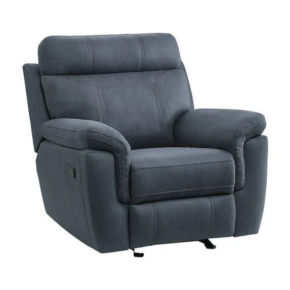 Lexicon Clifton 40" Polished Microfiber Glider Reclining Chair in Blue