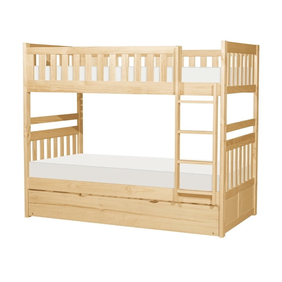 Lexicon Bartly Pine Wood Twin/Twin Bunk Bed with Twin Trundle in Natural Pine
