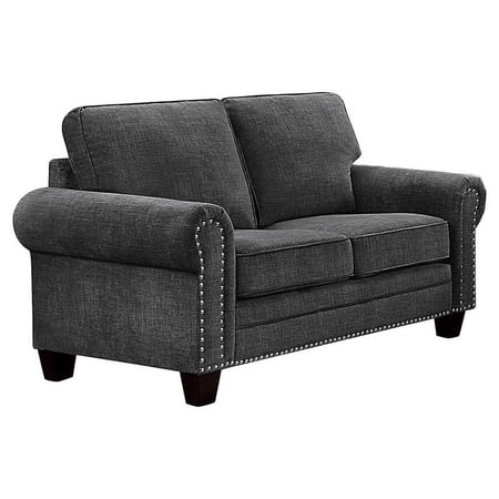 Lexicon Cornelia 63" Traditional Microfiber Loveseat in Dark Gray