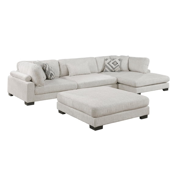 Lexicon Corydon Microfiber 4-Piece Modular Sectional w Chaise n Ottmn in Beige