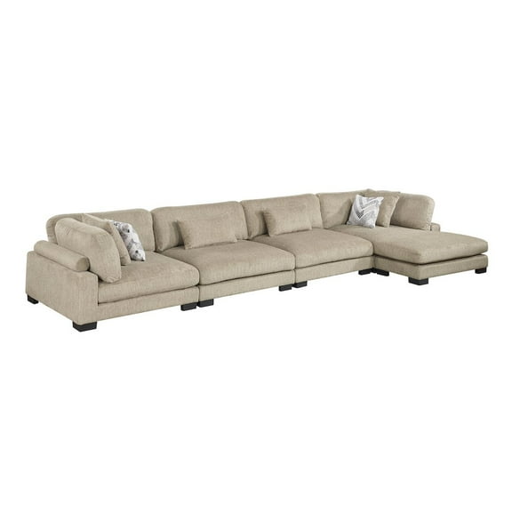 Lexicon Corydon Microfiber 4-Piece Modular Sectional with Chaise in Brown