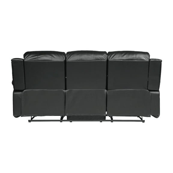 Lexicon Cranley Traditional Faux Leather Double Reclining Sofa in Black