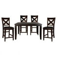 thumbnail image 1 of Lexicon Crown Point 5-Piece Wood Counter Height Dining Set in Warm Merlot/Brown, 1 of 14