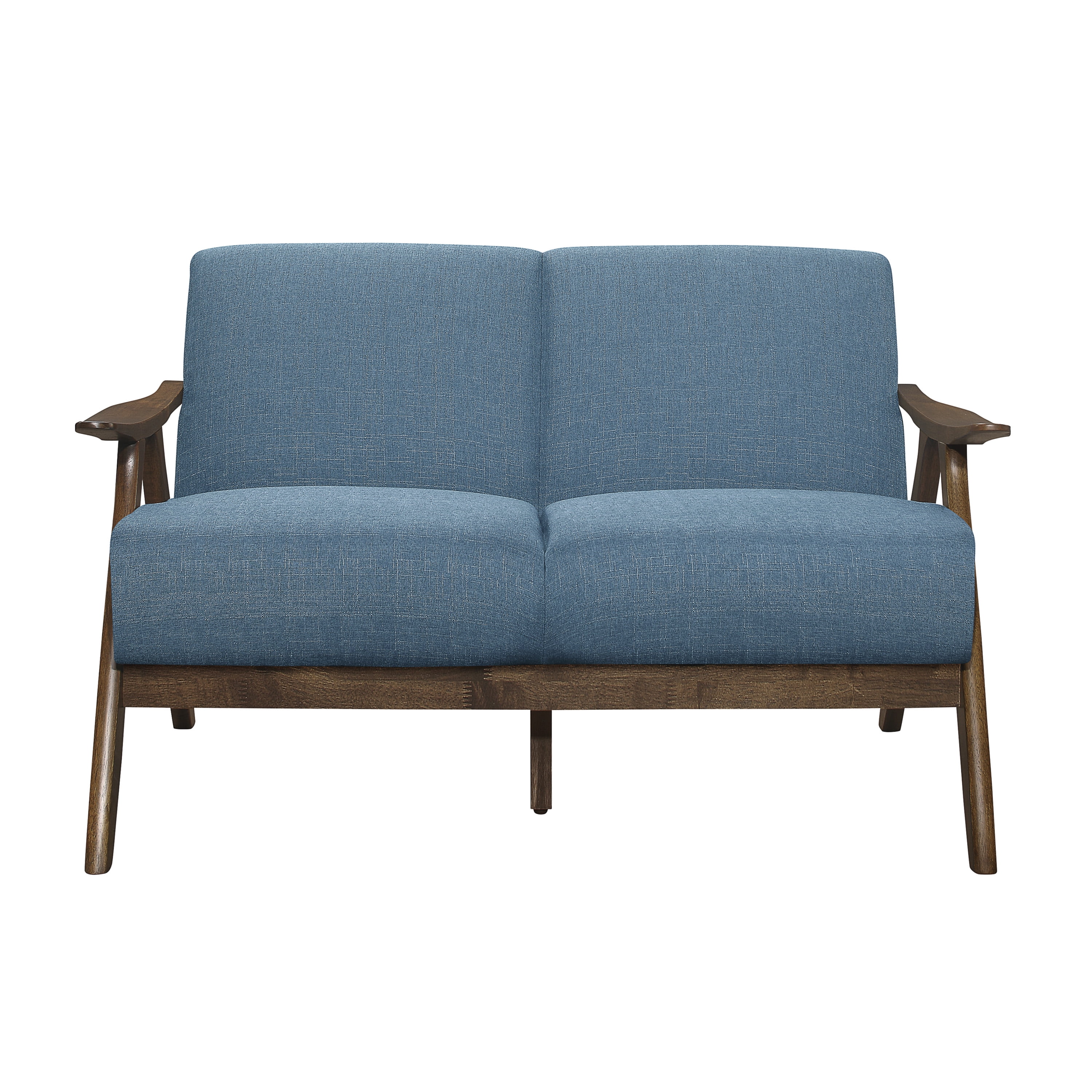 Lexicon Damala Mid Century Solid Wood Frame Loveseat in Blue