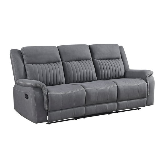 Lexicon Dean Microfiber Double Reclining Sofa in Gray