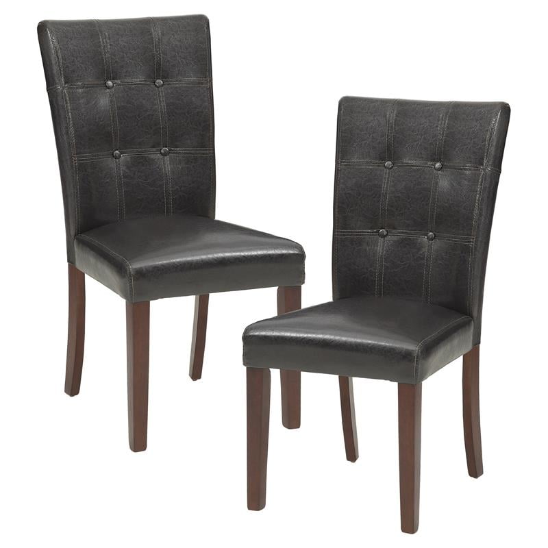 Espresso Faux Leather Upholstered Dining Side Chair with Wood Legs
