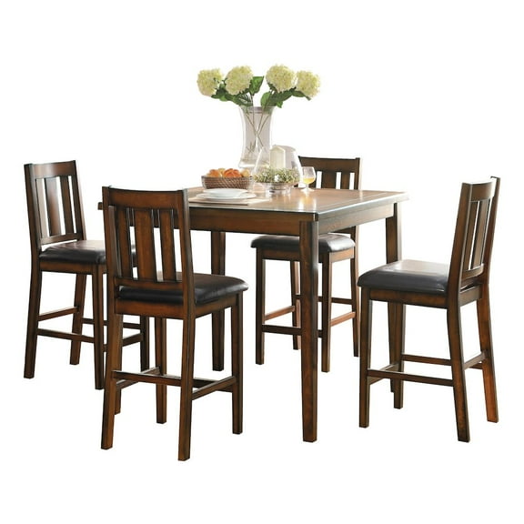 Lexicon Delmar 5 Piece Wood Counter Height Dining Set in Espresso