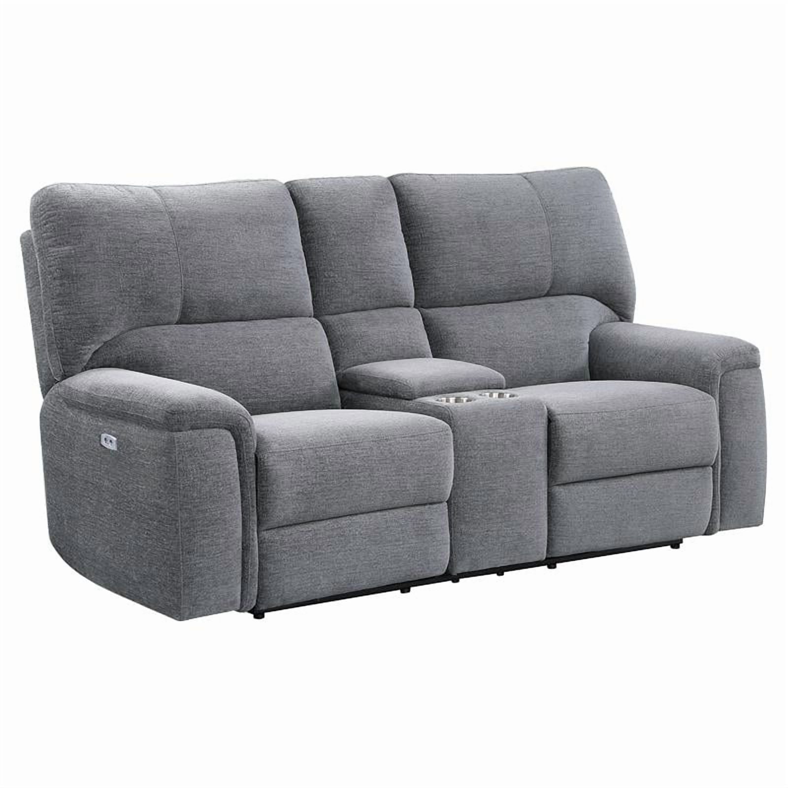 Lexicon Dickinson Power Double Recliner Loveseat with Center Console in Charcoal