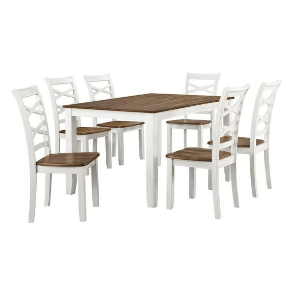 Lexicon Dobson Wood Dining Room Table and Chairs (set of 7) in Cherry and White