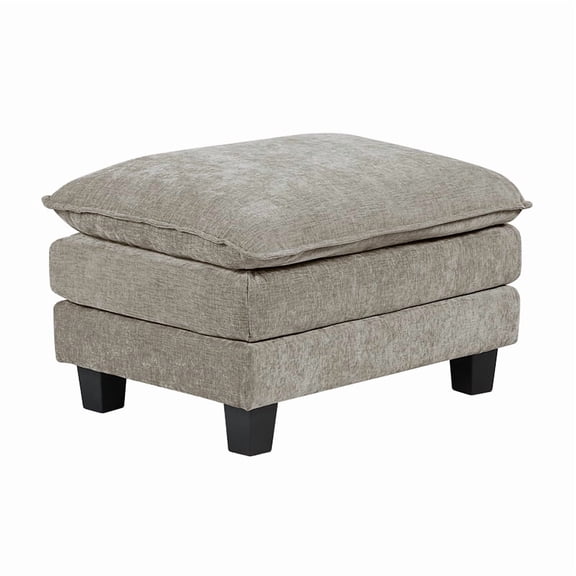 Lexicon Dublin Chenille Ottoman in Dark Pewter
