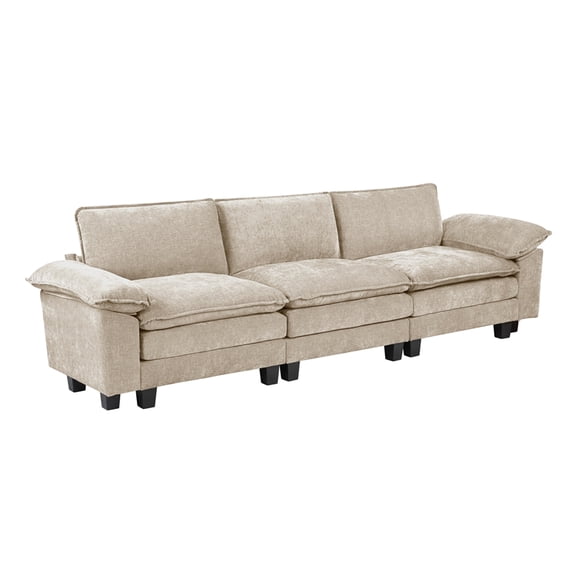 Lexicon Dublin Chenille Sofa with Adjustable Arm Pillows in Taupe