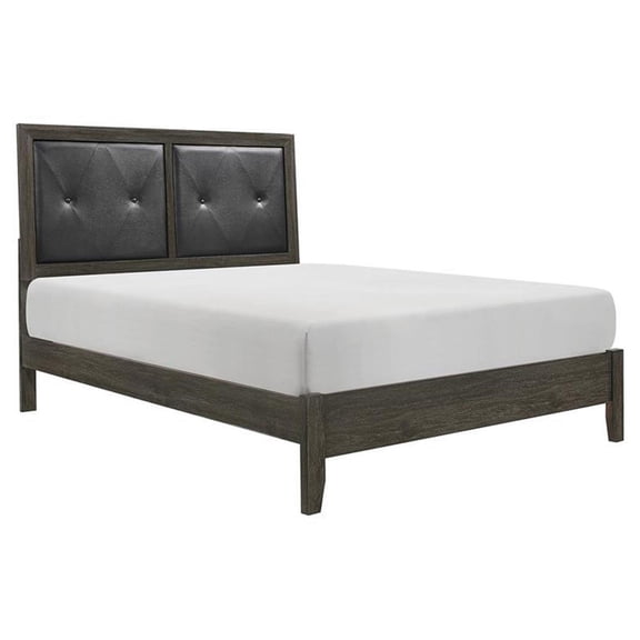Lexicon Edina Contemporary Wood and Faux Leather Full Bed in Dark Gray/Black