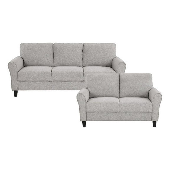 Lexicon Ellery Textured Fabric 2-Piece Upholstered Sofa Set in Sand Brown