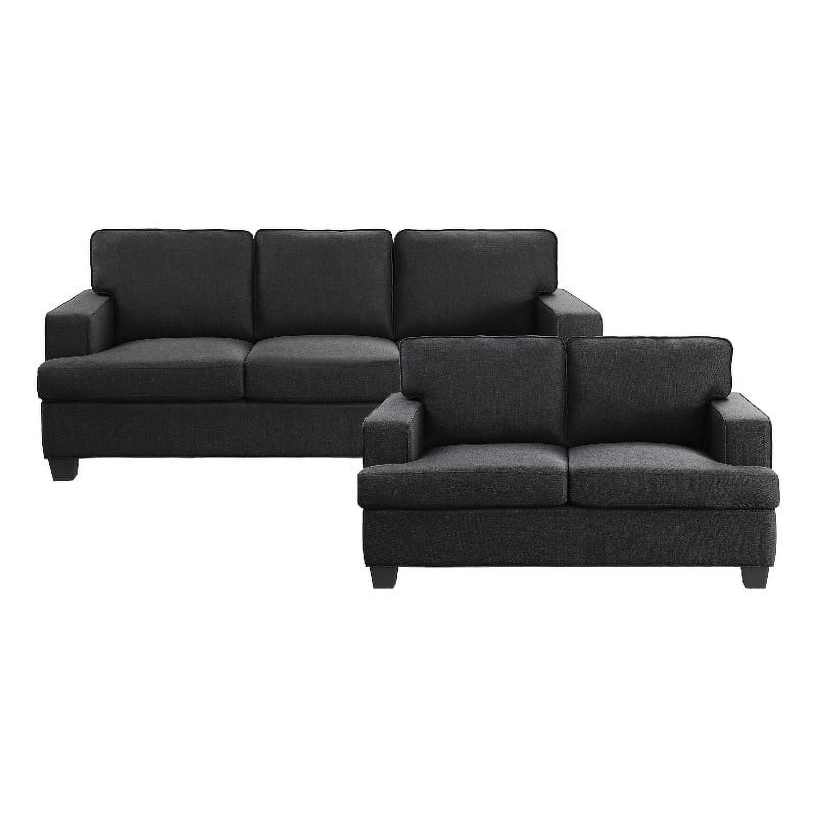 Lexicon Elmont Textured Fabric 2Piece Upholstered Sofa Set in Black