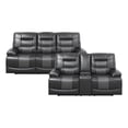 thumbnail image 1 of Lexicon Fabian Breathable Faux Leather 2-PC Manual Reclining Sofa Set in Gray, 1 of 15
