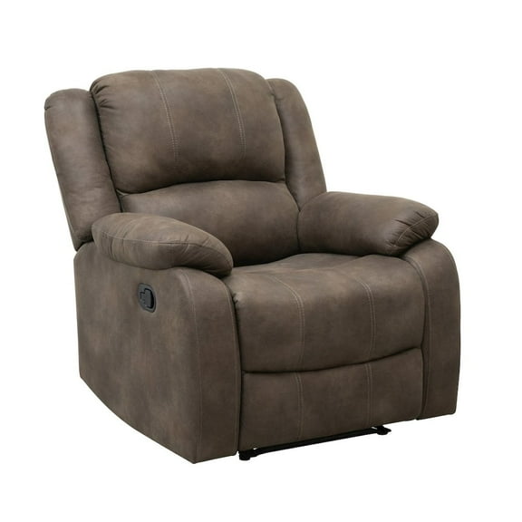 Lexicon Fairview Polished Microfiber Upholstered Manual Recliner in Brown