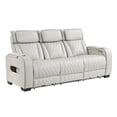thumbnail image 1 of Lexicon Fairway Faux Leather Power Double Reclining Sofa in Taupe, 1 of 20