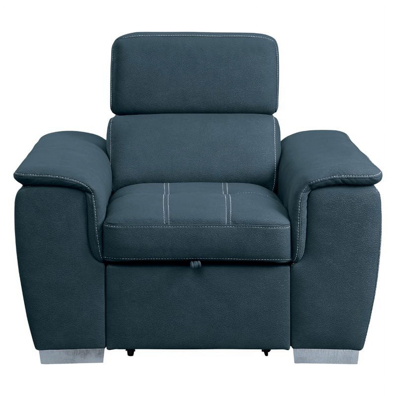 Lexicon Ferriday Microfiber Accent Chair with Pull Out Ottoman in Blue