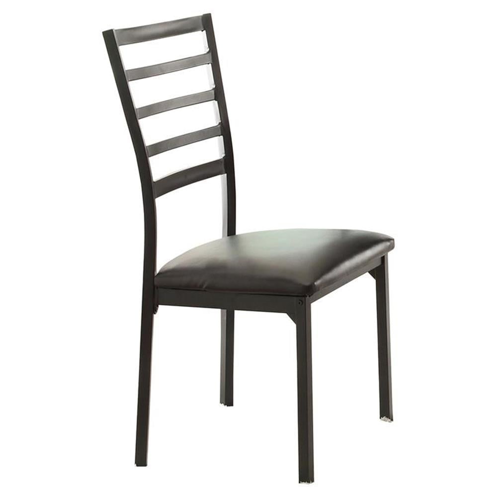 Flannery Black Metal and Dark Brown Faux Leather Dining Side Chair