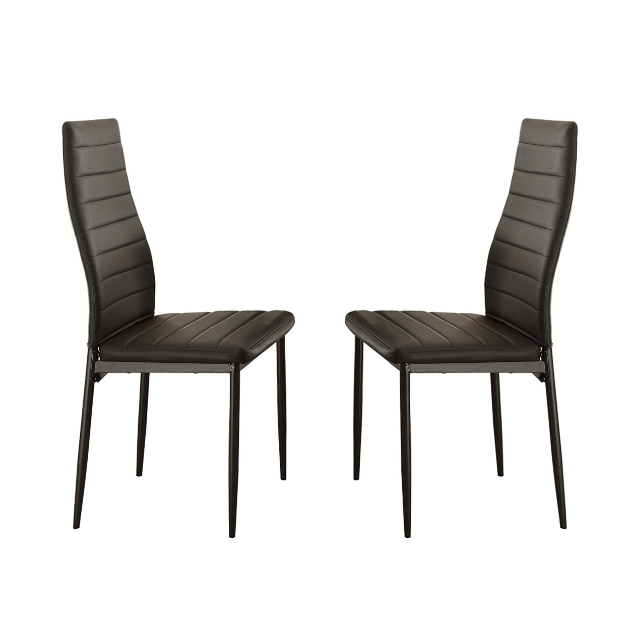 Florian Contemporary Black Faux Leather Metal Side Chair