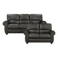thumbnail image 1 of Lexicon Foxborough Leather 2-Piece Upholstered Sofa Set in Dark Brown, 1 of 12