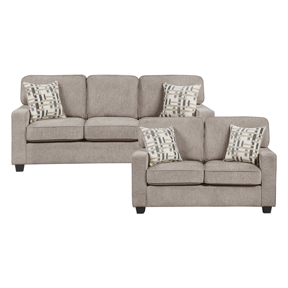 Lexicon Frances Chenille 2pc Set-Sofa & Loveseat in Taupe