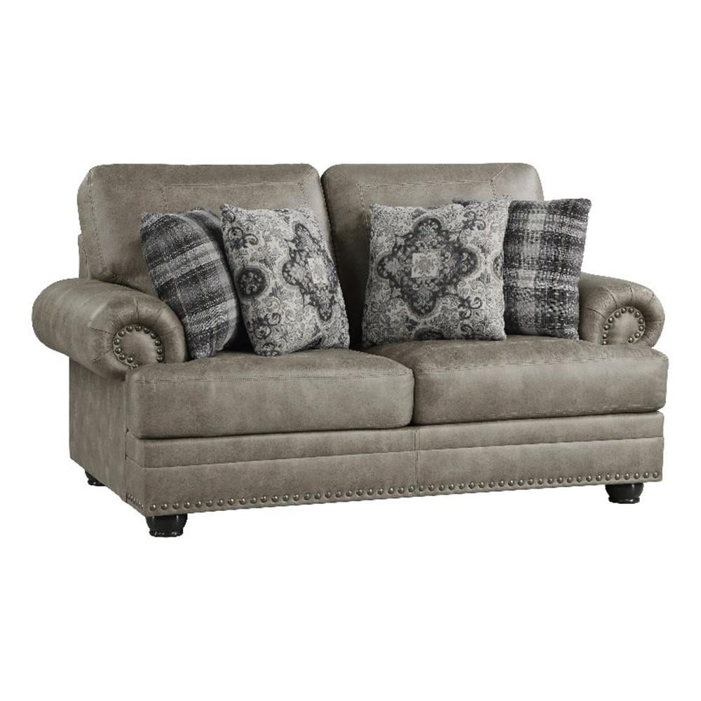 Lexicon Franklin Polished Microfiber Loveseat in Mushroom Brown ...