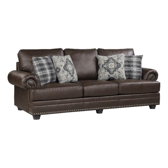 Lexicon Franklin Polished Microfiber Sofa in Dark Brown - Walmart.com