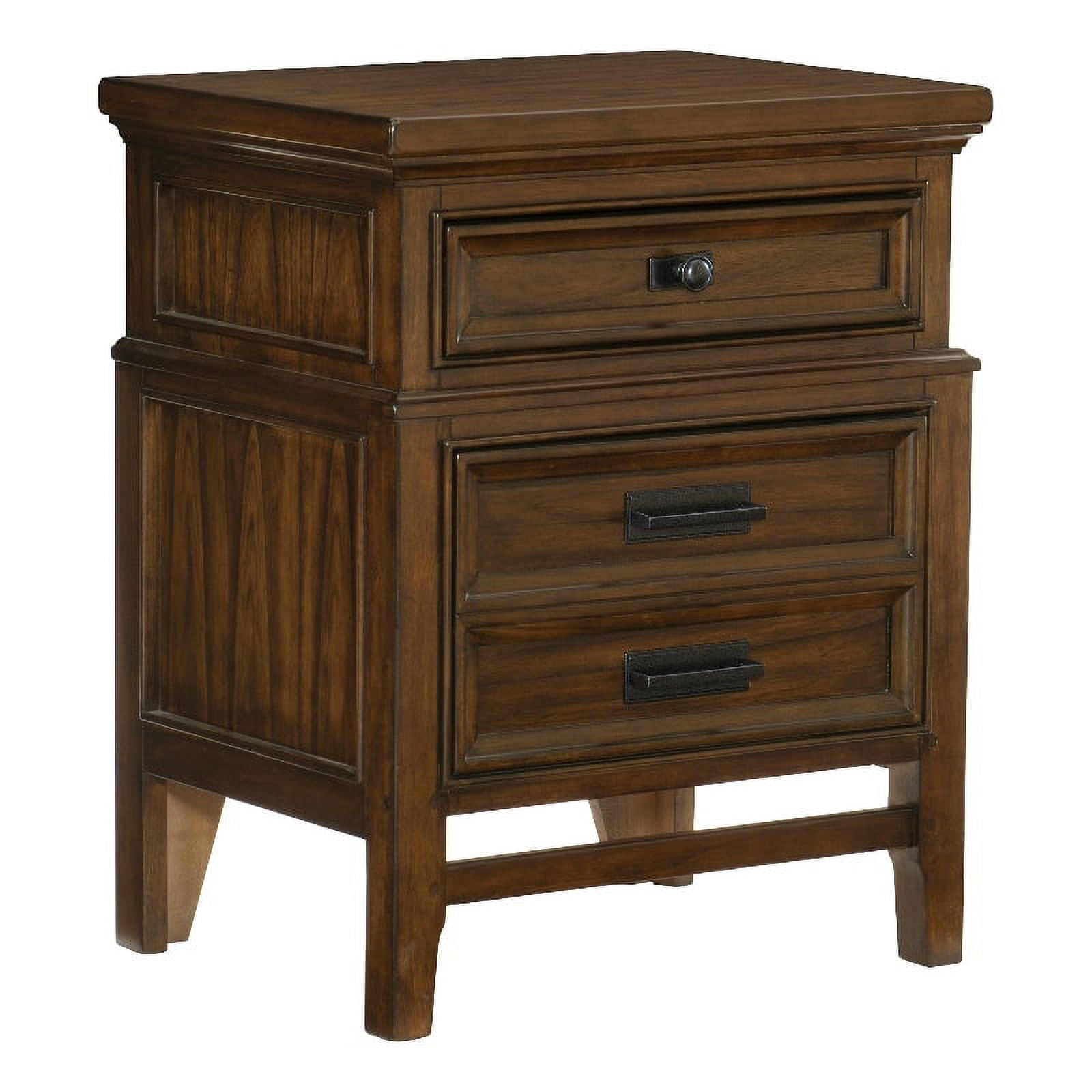 Brown Cherry 2-Drawer Transitional Nightstand with Mindy Veneer