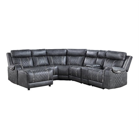 Lexicon Gabriel 6-Piece Modular Power Reclining Sectional in Gray