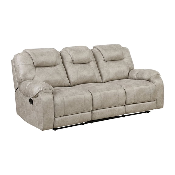 Lexicon Gainesville Microfiber Double Reclining Sofa in Pewter