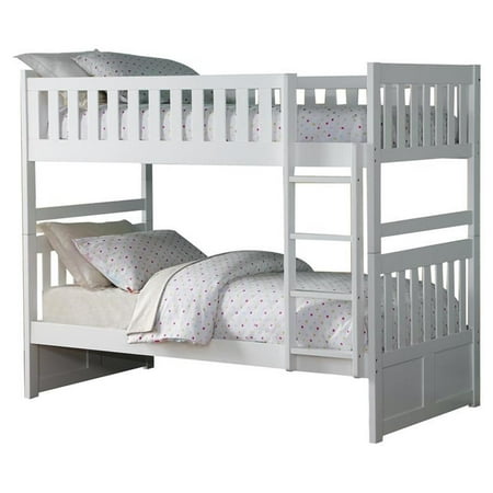 Lexicon Galen Transitional Wood Twin over Twin Bunk Bed in White