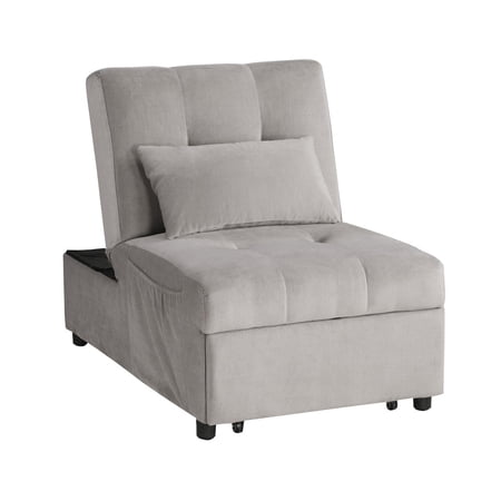 Lexicon Garrell Wood Storage Bench with Pull Out Ottoman in Brownish Gray
